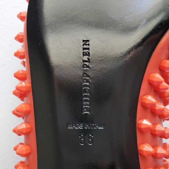 Philipp Plein "What I Do" Studded Leather Pointed Toe Flats - Picture 5 of 7